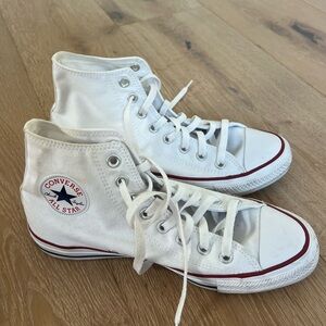 Converse All Star White High-Tops with Red Trim